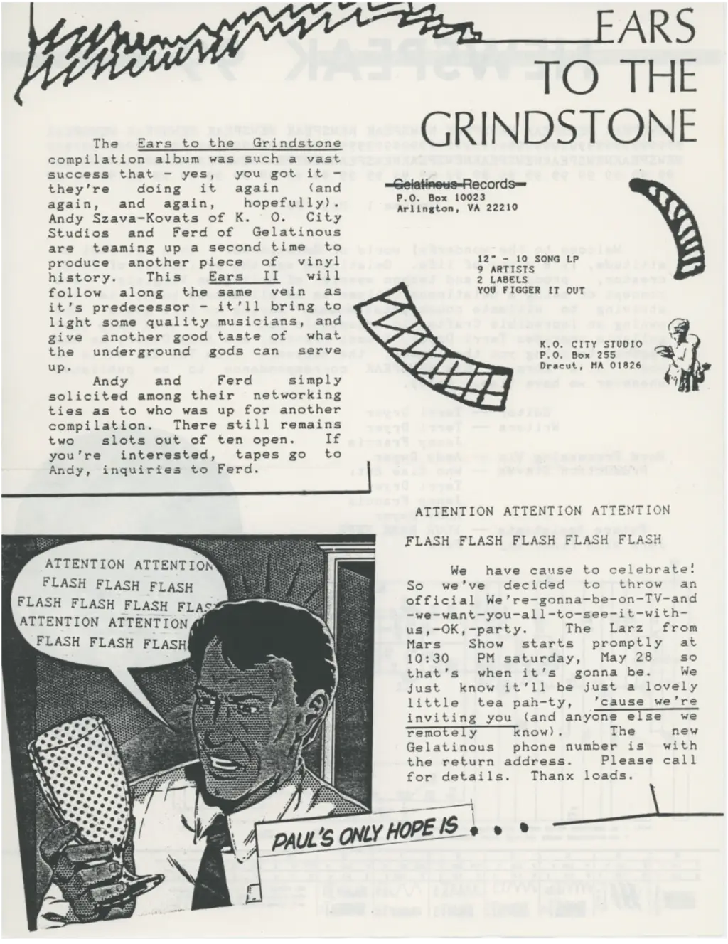Gelatinous Citizen Memorabilia Ears To The Grindstone Flyer